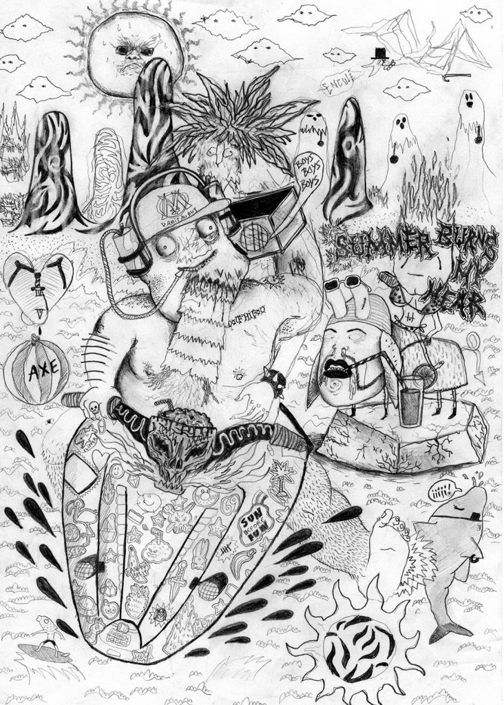 nils-bertho-artiste-underground-dessin-tableau-oeuvre-rottring-art-créature-monstre-imaginaire-figuratif-minutieux-original